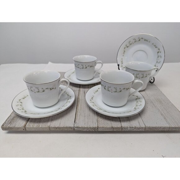 Sheffield China Japan Elegance Set of 4 Teacups and Saucers - Picture 1 of 9